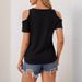 2026 Lace V-neck T-shirt With Appliqué Hollowed-out Short Sleeves, Loose Fit, Solid Color, Slimming Top, Elegant And_ecoleips.com