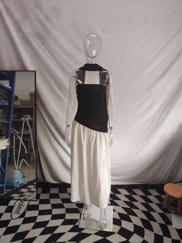 In Stock 2025 Cross-Border European And American Summer Elegant Slim Fit Patchwork Strapless Dress Women's Wholesale_ecoleips.com