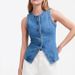 2025 Summer New European And American Cross-Border Trade Sleeveless Slim Fit Denim Vest Women's Round Neck Tank Top_ecoleips.com