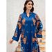 Muslim Ladies Robe Printed Light Luxury Pearl Belt Jalabiya Dress_ecoleips.com