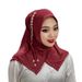 Women's Clothing Muslim Accessories Elegant Crystal Linen Scarf With Beaded Flowers & Fringe – Stylish Middle Eastern & African Head Wrap, Versatile_ecoleips.com