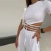 New Suit Women's Casual Sexy Waist Strap Short-sleeved Top Tether Trousers_ecoleips.com