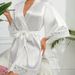 Aria Basics European And American Bridal Robe, Bridesmaid Gift, Long-sleeved Lace-trimmed Nightgown, Lace-up Home Casual Robe_ecoleips.com