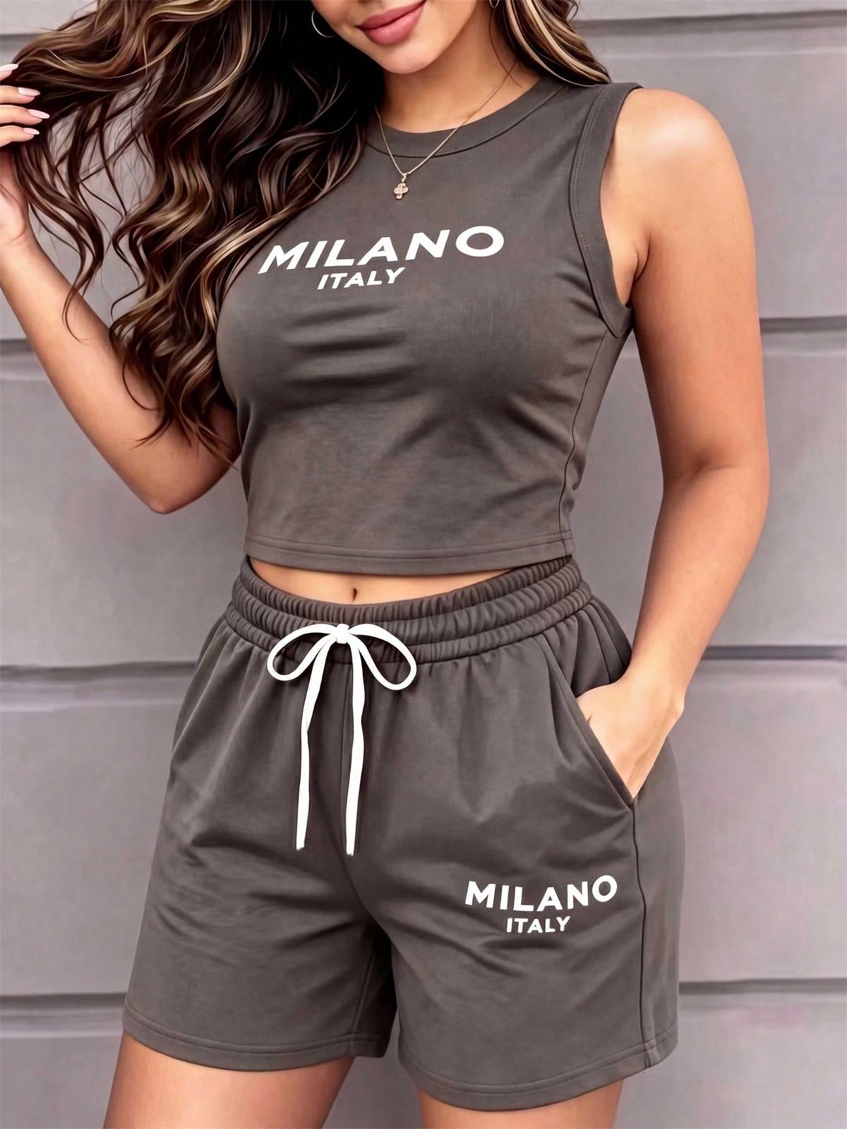 Women's Sleeveless Vest Two Piece Set Spring Summer New Arrivals Paired With Simple Shorts_ecoleips.com