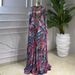 Women's Clothing Elegant Round Neck Printed Dress Long Sleeve Button Down Evening Gown For Spring_ecoleips.com