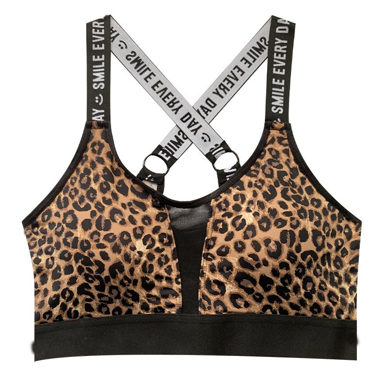 Wild Print Sports Bra - Leopard Pattern Yoga Top For Running Gym Fitness, Seamless Bralette With Thick Padding, Breathable Nylon Spandex S-4XL_ecoleips.com