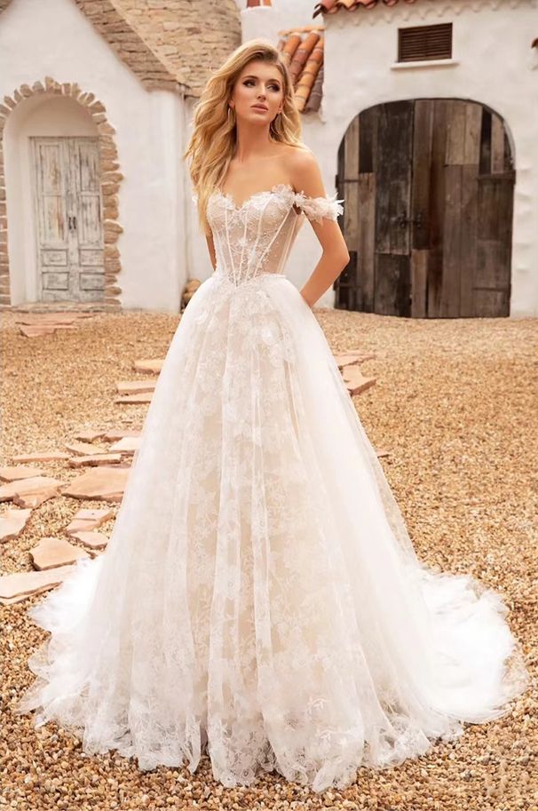 French One Shoulder Light Wedding Dress New Bride Simple High End Feeling Out Of The Door Gauze Female Temperament Main Wedding Dress_ecoleips.com