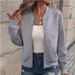 Women's Stylish High-Neck Zip-Up Knit Cardigan Long Sleeve Elegant Outerwear For Casual & Office Wear (Green, Black, White, Light Grey)_ecoleips.com