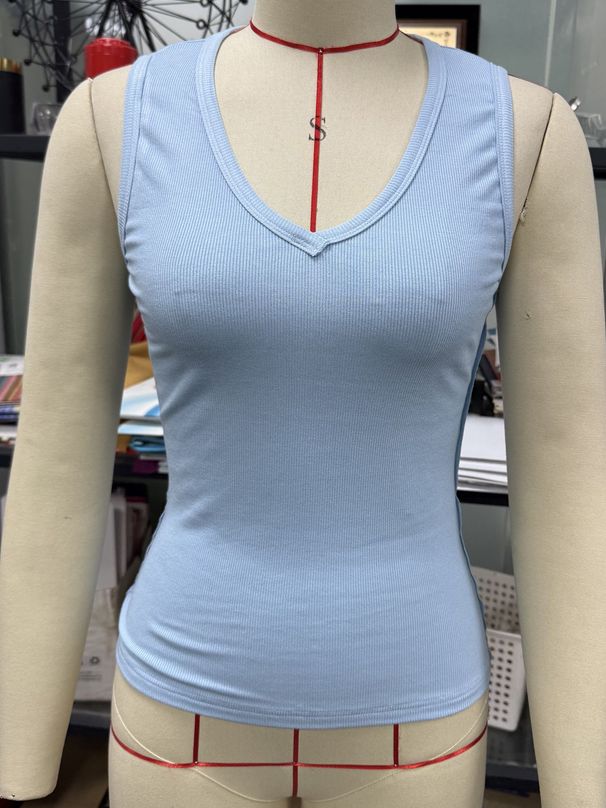 Women's Clothing Women's Tops Tight V Neck Ribbed Knitted Sleeveless Vest_ecoleips.com