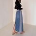 Retro High-Waisted Slimming Denim Skirt For Women With Frayed Edge Slit A-Line Summer Style Casual Elegant Fashion Street Style_ecoleips.com