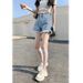 2025s 803 Casual Wide-Leg Denim Shorts For Women, Summer High-Waisted Versatile Petite Slimming Trendy Ins Style Frayed A-Line_ecoleips.com