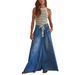 Women's Wide Leg Jeans Drawstring Elastic Waist Loose Straight Leg Pants Spring Autumn Fashionable Casual Denim_ecoleips.com