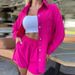 Women's Clothing ladies long-sleeved shorts loose casual women's clothing two-piece suit_ecoleips.com