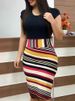 Cross-border Wish New 2025 Autumn European And American Color-Block Floral Bodycon Dress Plus Size Women's_ecoleips.com