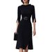 2026 European And American Cross-border Independent Site SHEIN Elegant Three-quarter Sleeve Slit Popular Dress_ecoleips.com