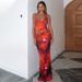 Women's Clothing Summer New Fashion Print Sexy V Neck Small Vest Slim Skirt Suit_ecoleips.com