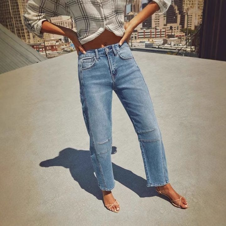 Casual loose mid rise straight cut women's washed fashion jeans Cross border foreign trade European and American JEANS_ecoleips.com