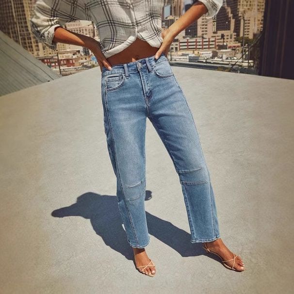 Casual loose mid rise straight cut women's washed fashion jeans Cross border foreign trade European and American JEANS_ecoleips.com