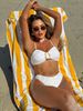 New 2025 Women's Solid Color Fashionable Sexy Swimsuit Two Piece Bikini Set European American Style Cross Border Swimwear_ecoleips.com
