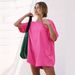 Cross-border Women's Clothing 2024 European And American Summer New Loose Casual Short-sleeve V-neck Backless_ecoleips.com