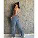 K Color Blocked Cross Flared Pants Nude Yoga Running Fitness Yoga Suit Two-piece Set_ecoleips.com