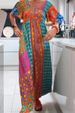 2024 Summer New Cross-Border European And American Print Round Neck Short Sleeve Elegant Dress Women's Fashion_ecoleips.com
