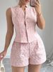 K Ladies' Elegant Solid Color Sleeveless Vest And Shorts Two-piece Set_ecoleips.com