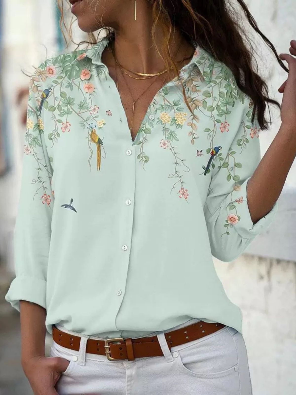 This Retro Design Loose Floral Print Shirt Is A Versatile Long-Sleeved Shirt Jacket For Women In Autumn_ecoleips.com
