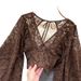 Slimming Short Crochet Lace Top Women's Backless Lace up Korean Fashion Chic Versatile New Autumn Style See through Blouse_ecoleips.com