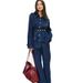 Women's Washed Denim Suit Set - Single Breasted Lapel Jacket & High Waisted Trousers, Loose Fit Casual Outfit_ecoleips.com
