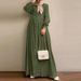 Verve 2025 Muslim Long Sleeve Solid Color Robe Spring And Autumn New Elegant Casual Plus Size Women's Dress_ecoleips.com