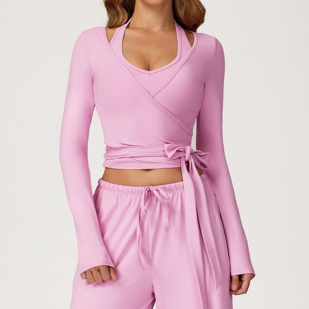 Premium Soft Brushed Yoga Set - Long Sleeve One-Piece Wrap Design For Women, High-End Workout Outfit For Yoga, Fitness & Outdoor Activities_ecoleips.com