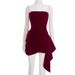 Women's Velvet Strapless Short Dress D25DS505 European American Style Winter New Solid Color Elegant Temperament Ribbon_ecoleips.com