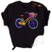 Cross-border Fashion Clothing, Women's Base Shirt, European And American Floral Bicycle Short-sleeve Loose Plus-size_ecoleips.com