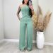 Women's Clothing Standing Tube Top Button Vest Opening Closing Placket Wide Leg Trousers Suit_ecoleips.com