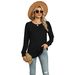 2025 Autumn/winter New Solid Color U-neck Pleated Long Sleeved T-shirt Top For Women_ecoleips.com