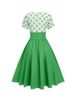 Polka Dot Women Summer Dresses Hepburn Style V-Neck Short Sleeve Vintage Print Patchwork Party Dress Casual A-Line_ecoleips.com