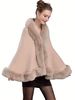 Elegant Faux Fur Batwing Coat - Stylish Sleeveless Vest With Luxe Trim, Versatile One-Size Fit For Women_ecoleips.com