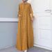 Women's Clothing Ethnic Style Long Sleeved Loose Cardigan Temperament Plaid Cotton And Linen Long Dress_ecoleips.com