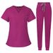Nurse Uniforms For Men And Women Solid Color Doctor Nurse Work Clothes Suits Short Sleeves And Long Pants Scrubs_ecoleips.com