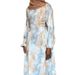 Women's Clothing Elegant Tie-Dye Long Sleeve Dress – Modest Lantern Sleeves & Side-Tie Waist (S-XL)_ecoleips.com