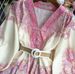 French Retro V Neck Sleeve Lantern Printed Dress Waist Medium Length Petite New Style For Spring And Summer Women's Clothing_ecoleips.com