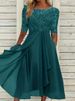 Women's Clothing Splicing Lace Hollow Long Skirt Bridesmaid Evening Dress_ecoleips.com