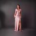 Women's Clothing Oblique Collar Raglan Sleeves Pleated Waist Slit Sexy Long Skirt_ecoleips.com