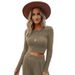 Women's Clothing Long Sleeved Fashion Casual Suit Ribbed Knitted Wide Leg Pants_ecoleips.com
