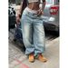Vintage Washed High-Waisted Straight Leg Jeans For Women - Distressed Denim Pants With Ripped Details Comfortable Loose Fit Streetwear_ecoleips.com
