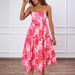 2026 Summer New European And American Women's Fashion Elegant Floral Print Mid-Length Dress With Straps_ecoleips.com