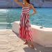 Women's Sexy Square Collar Sling Long Dress Spring Fashion Striped Print A-Line Party Dress Summer Sleeveless Loose Boho Dresses_ecoleips.com