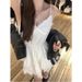 Cool Spicy Leather Jacket Autumn Women Black Turn-down Collar Top Coat Camisole Dress Short Skirt Women's Set_ecoleips.com