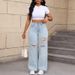 autumn And Winter New Products, Straight High-quality Temperament, Ripped Wide Leg Pants, Jeans For Women_ecoleips.com